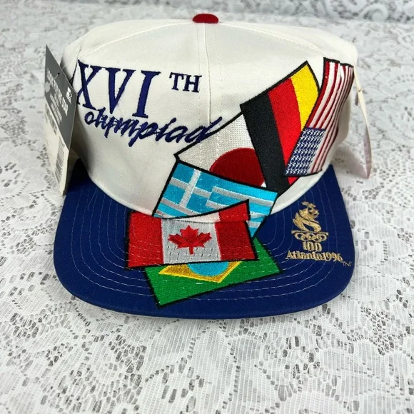 Vintage 1996 Olympics Atlanta STARTER World Flags Snapback Hat NWT Retro - Picture 3 of 8